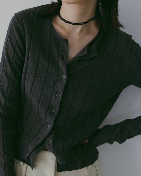 コットン レイヤードカーディガン (チャコールグレー) Cotton Layered Cardigan (C.gray) /  26SS