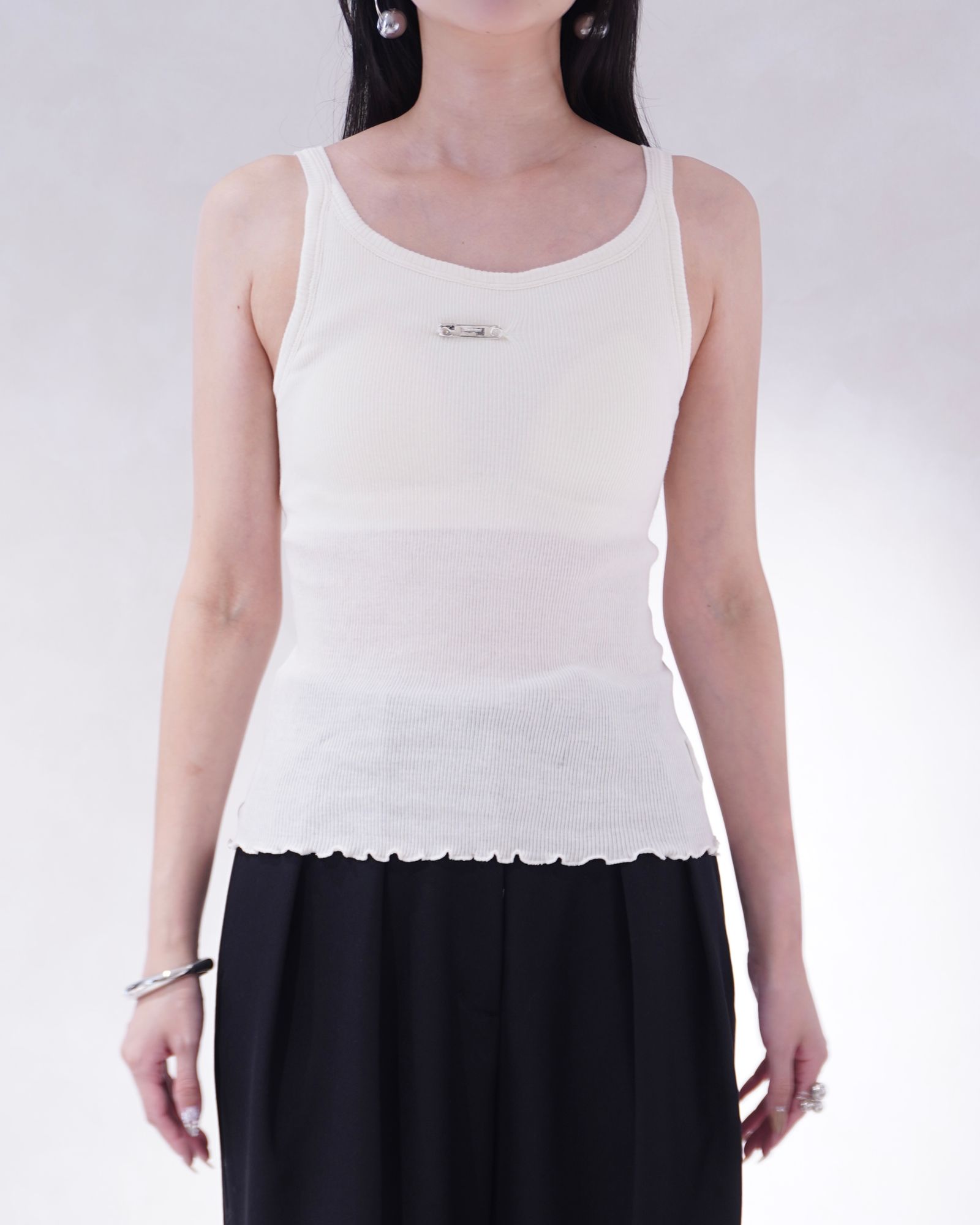 Knuth Marf cap in rib tank top ivory 美品 Knuth Marf - 【KnuthMarf × PALM】カップインリブタンクトップ