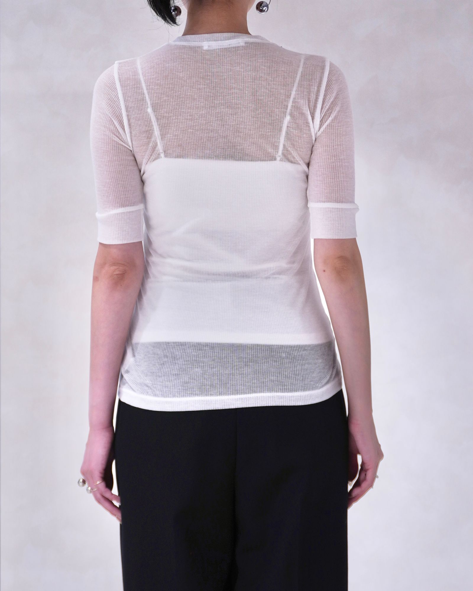 ヘンリートップス (ホワイト) TENCEL CASHMERE HENLEY TOP (White) / 26SS