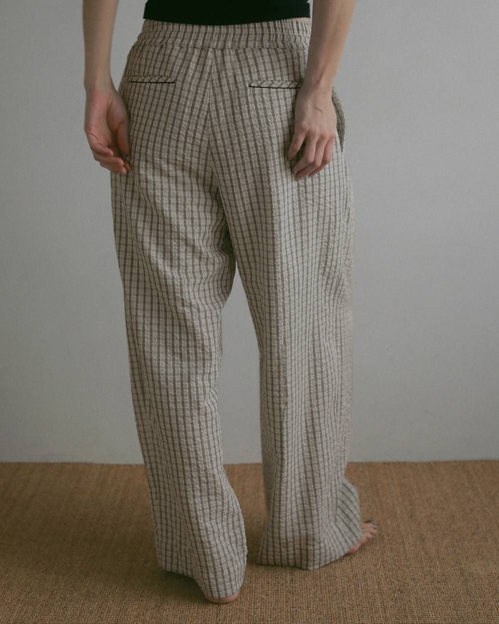 シアサッカー ルーズパンツ (アイボリー) Suckercheck Loose Pants (Ivory) / 27SS