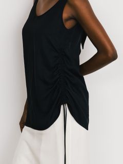 【25SS】ACETATE GATHER TANK / アセテートギャザータンクトップ (ブラック)