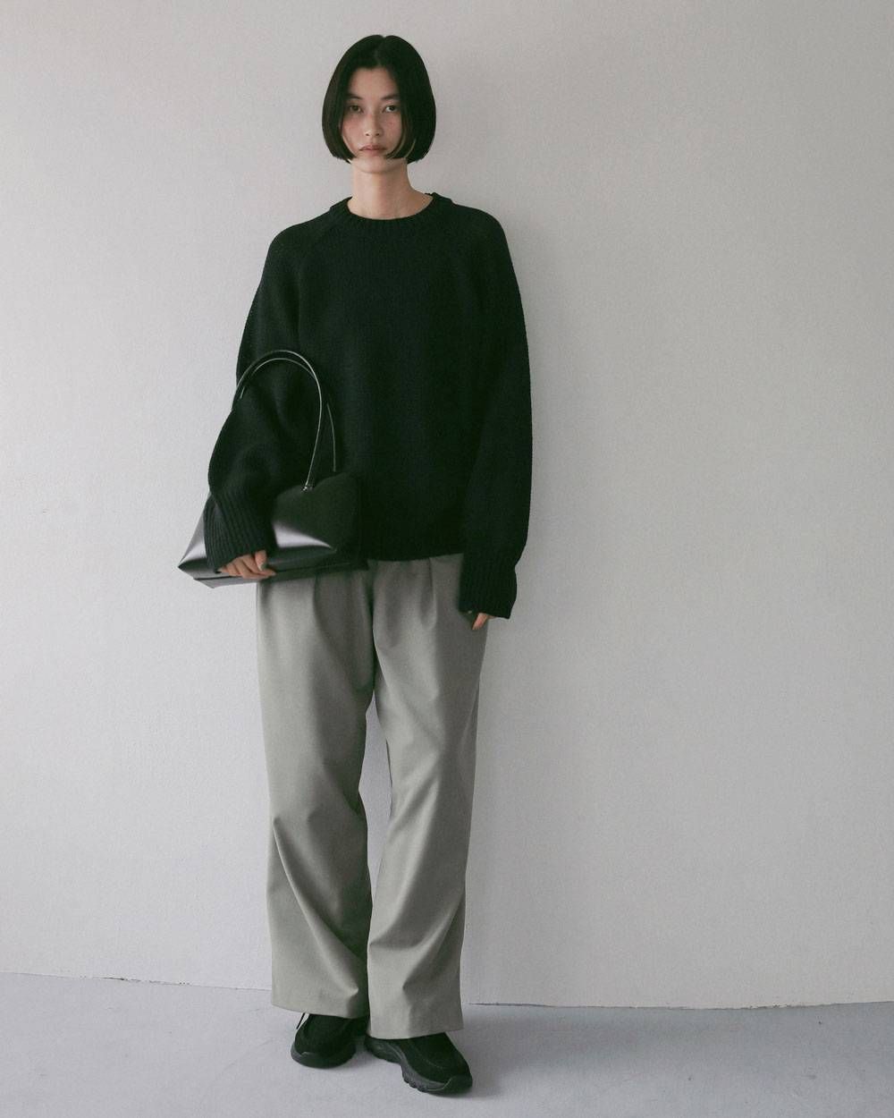 レザーボストンバッグ (ブラック) Leather Boston Bag (Black) / 27SS