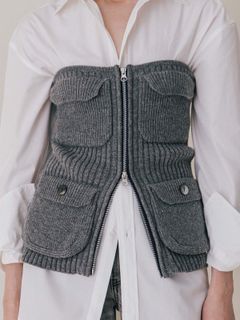 【25AW】MILITALY KNIT BUSTIER / ミリタリー ニットビスチェ (グレー)