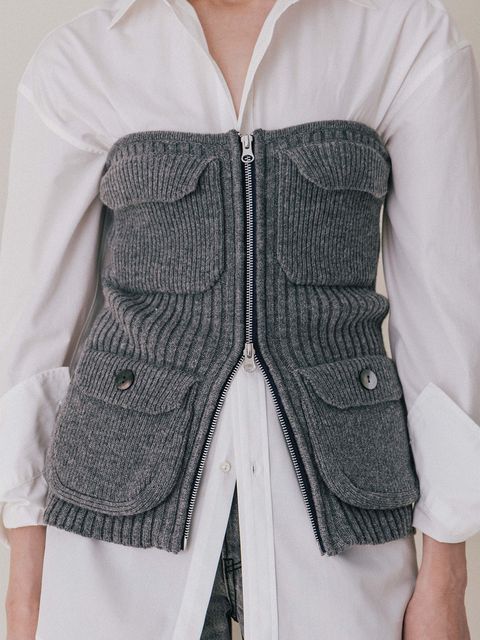 【25AW】MILITALY KNIT BUSTIER / ミリタリー ニットビスチェ (グレー)