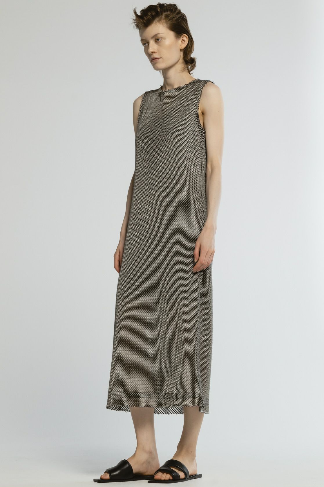 【25SS】RASCHEL SLEEVELESS DRESS / ラッセルスリーブドレス (エクリュ/ブラック)