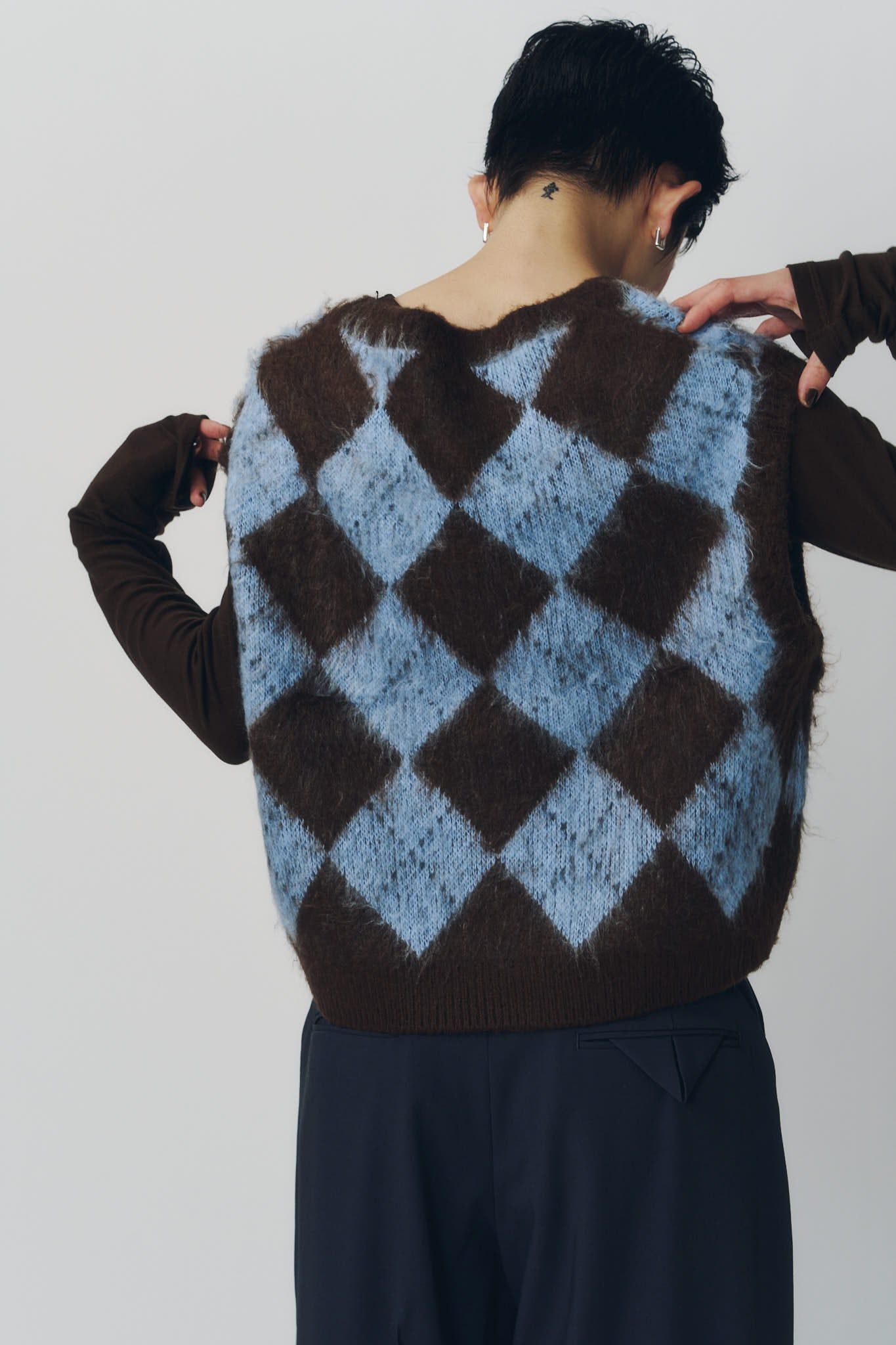アーガイルニットベスト (ブラウン) argyle knit vest (Brown) / 26AW