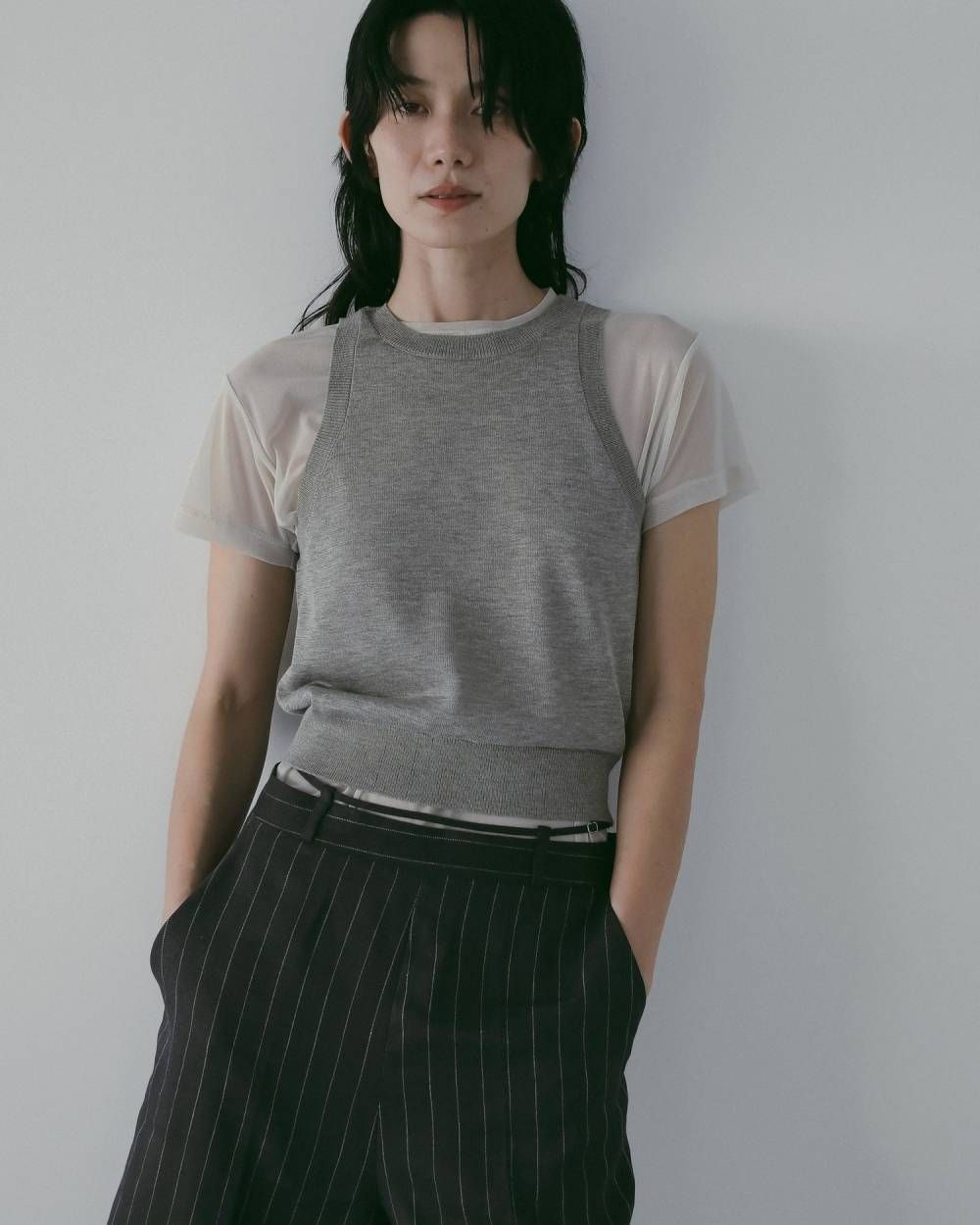 ハイゲージ シアータンクトップ (グレージュ) Highgauge Sheer Tanktop (Graige) / 26SS