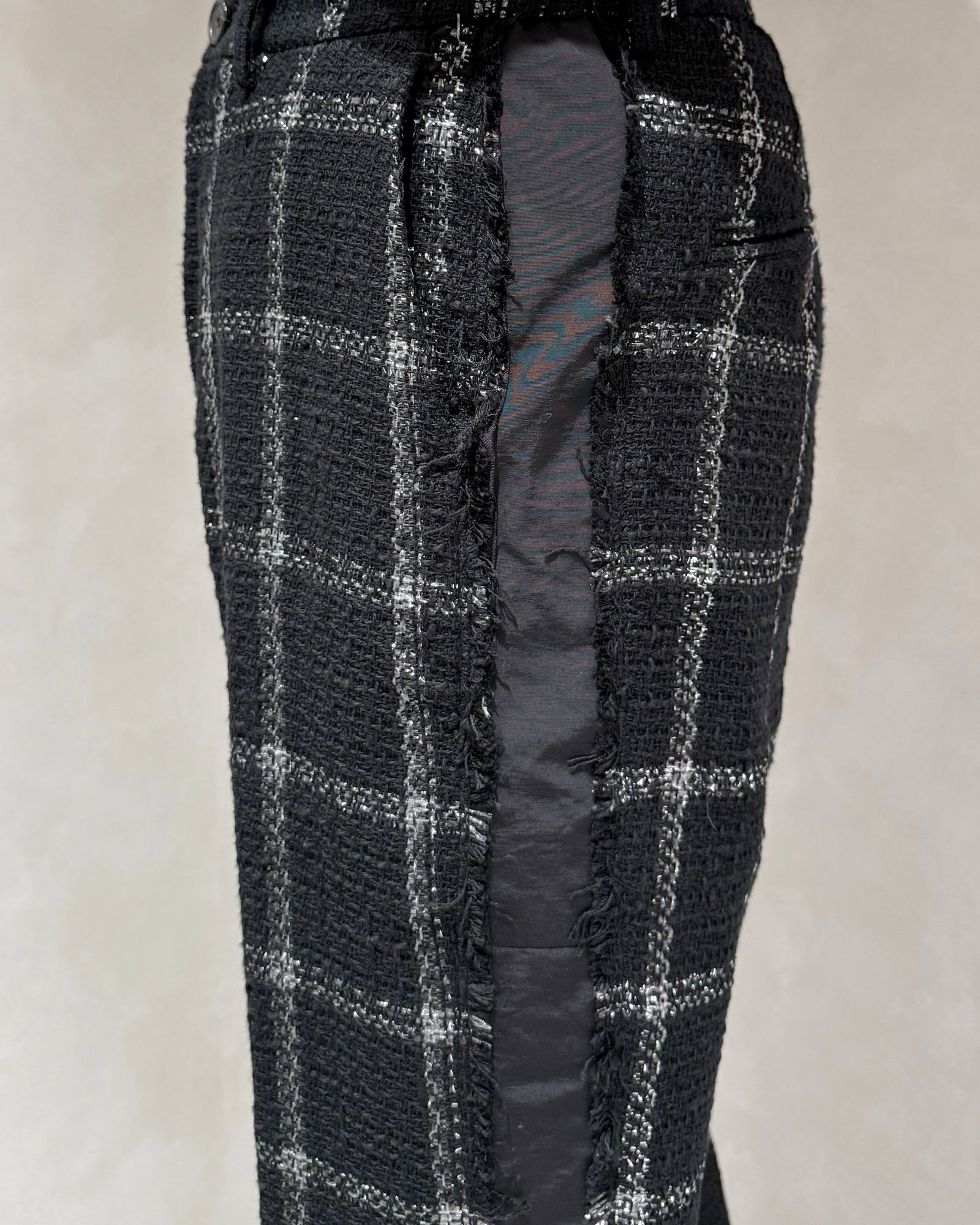 Sheer Tweed Semi Flair Trouser/ シアーツイード セミフレアパンツ (ブラック)