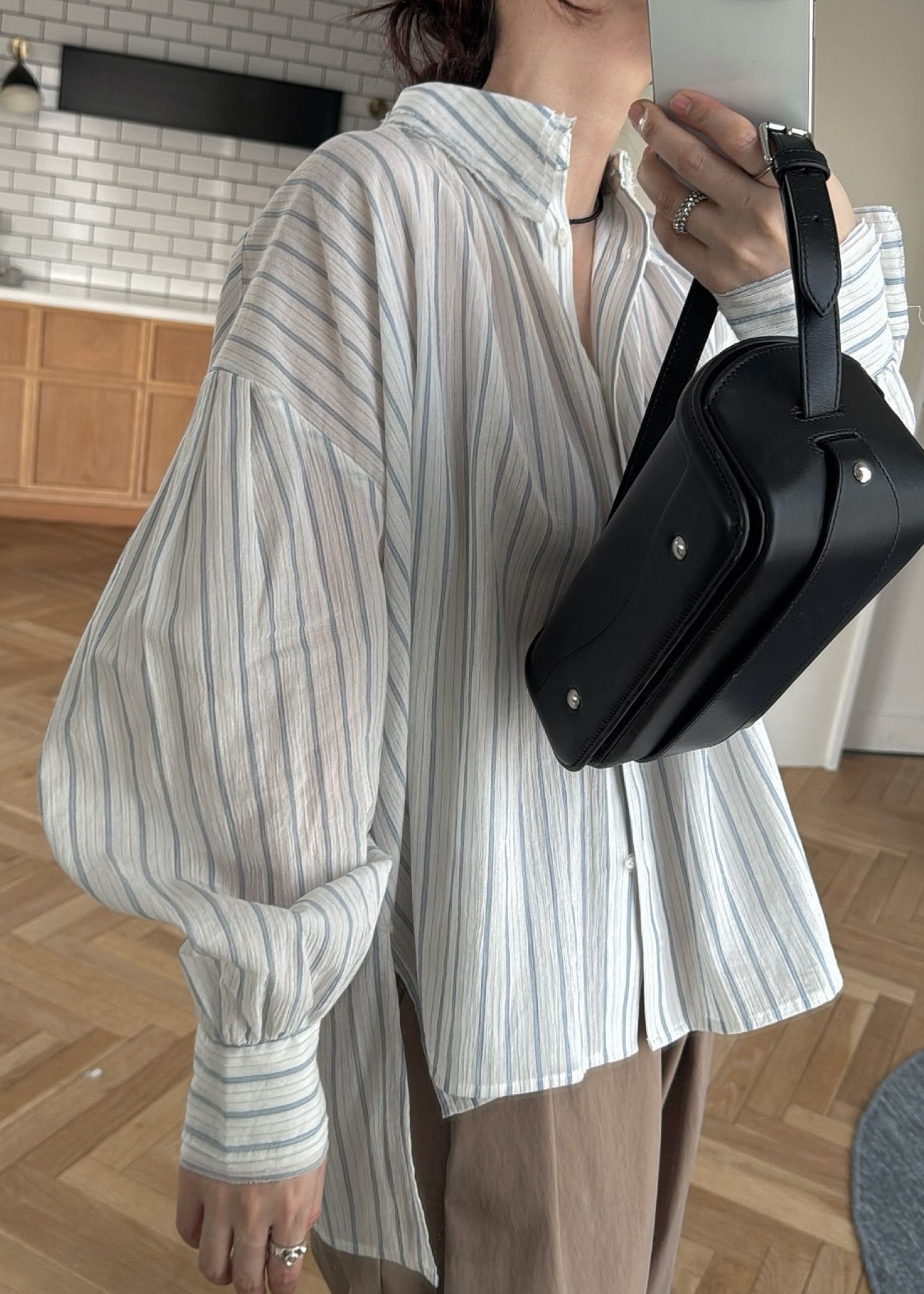 collar & cuffs triple layered over SH (Stripe) / トリプルレイヤード オーバーシャツ (ストライプ) / 26SS