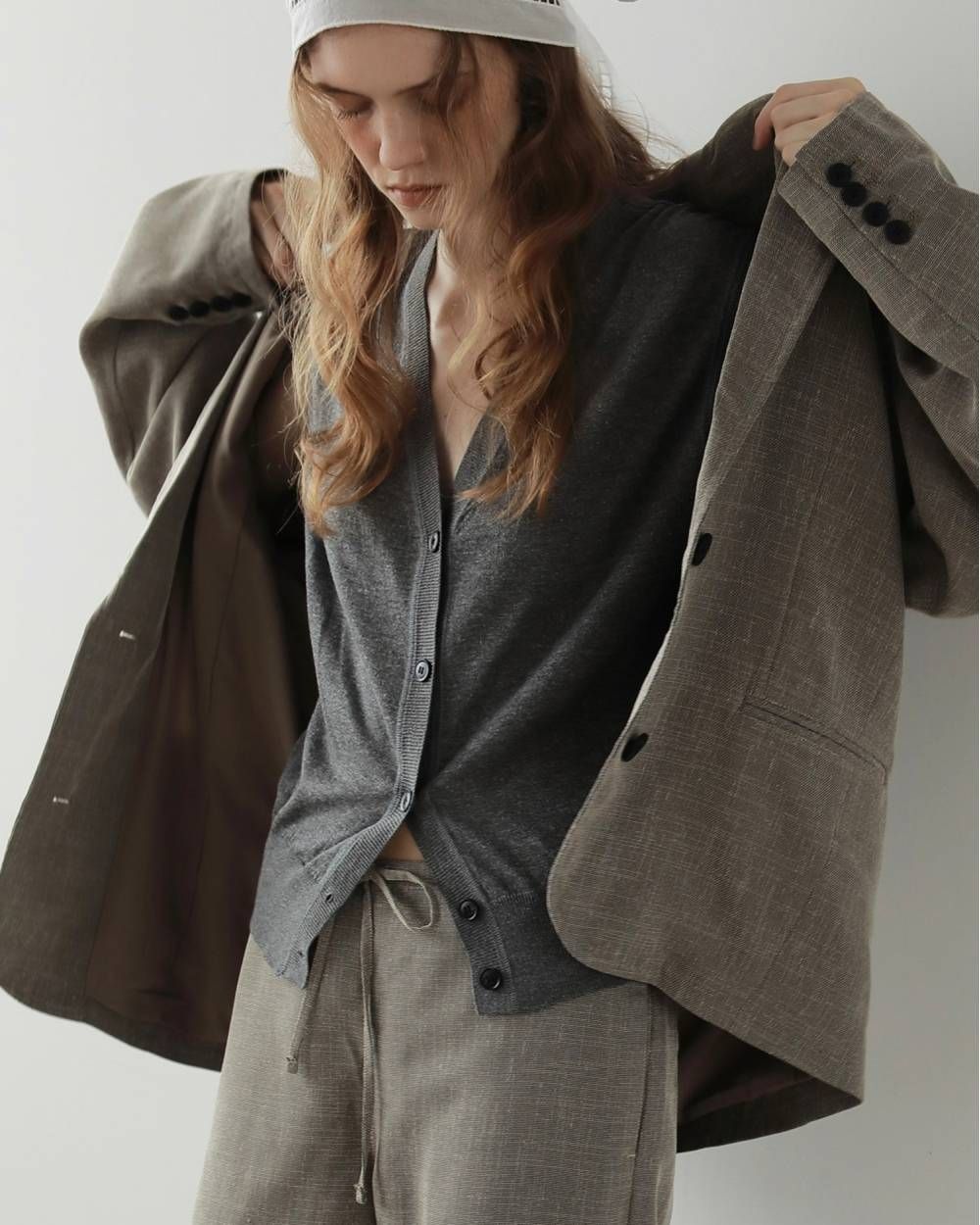 Vネック ボタンベスト (チャコールグレー) Vneck Botton Vest (Charcoalgray) / 27SS