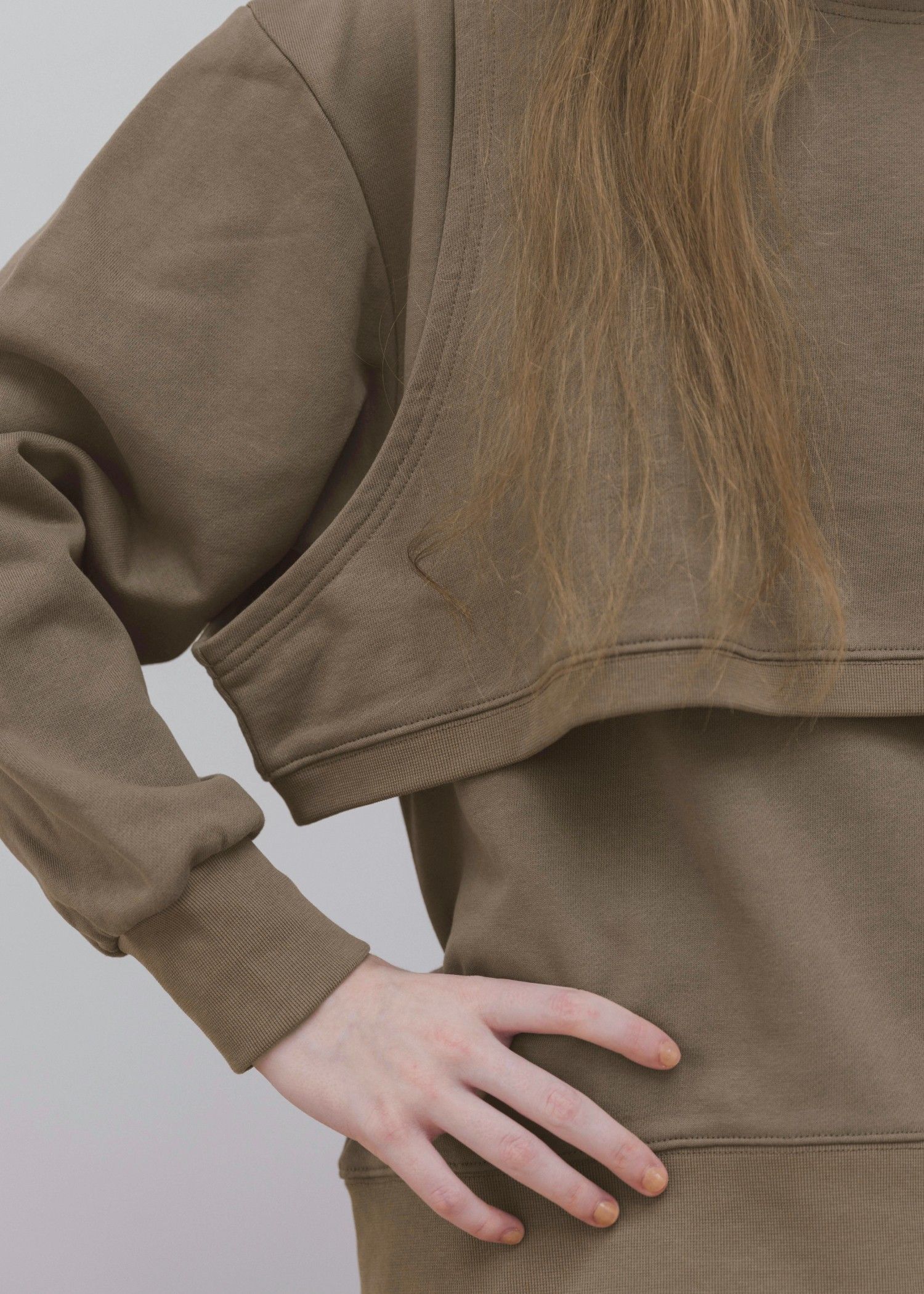 asymmetry 2 piece layered sweat / 2ピースレイヤードスウェット (カフェモカ) / 25AW /