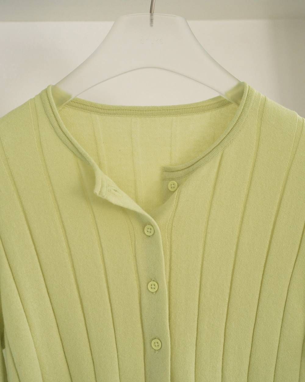 Cotton Layered Cardigan / コットン レイヤードカーディガン (Lime green) / 26SS