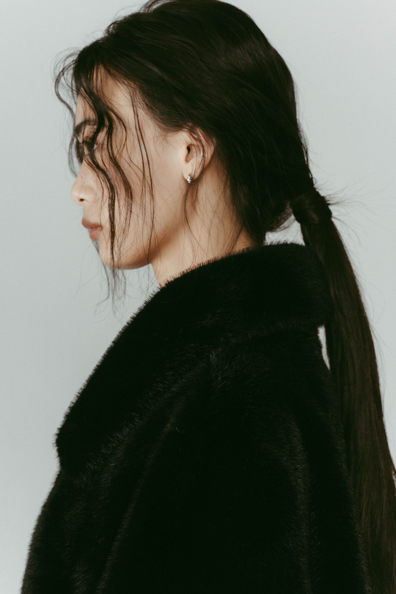 point collar fur coat / ポイントカラー ファーコートジャケット (ブラック) / 25AW