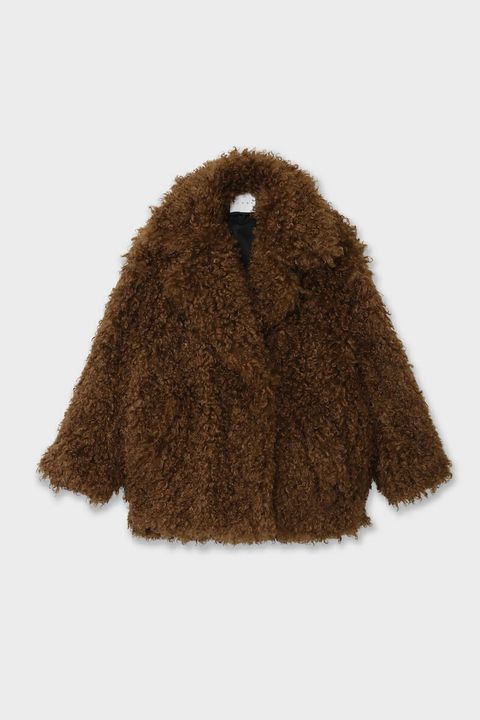 【25AW】CRINPED BOA MIDDLE COAT / クリンプドボアミドルコート (ブラウン)