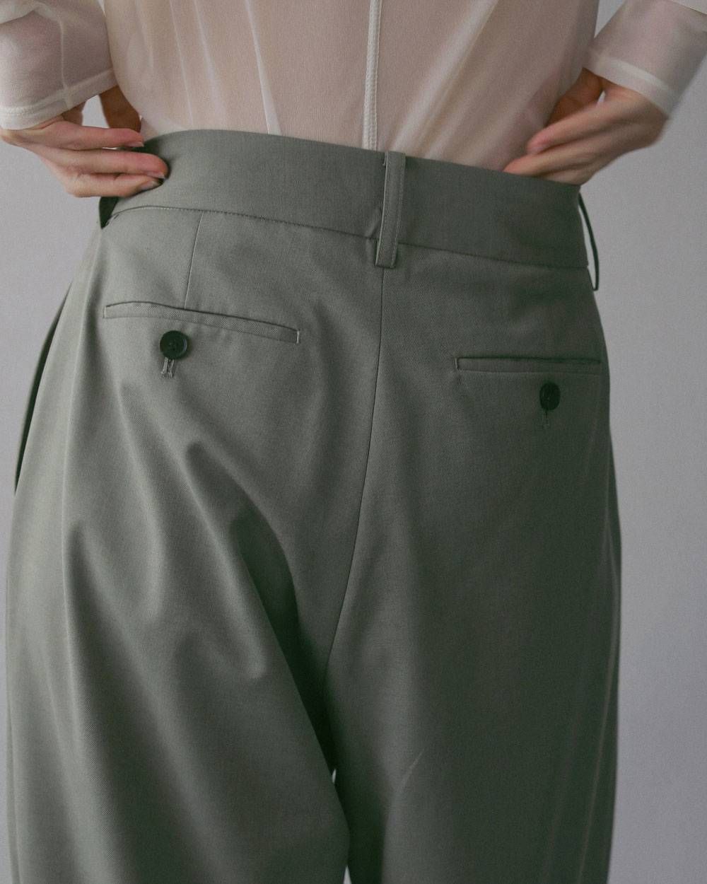 ツイル タックワイドパンツ (オリーブ) Twill Tuck Widepants (Olive) / 27SS