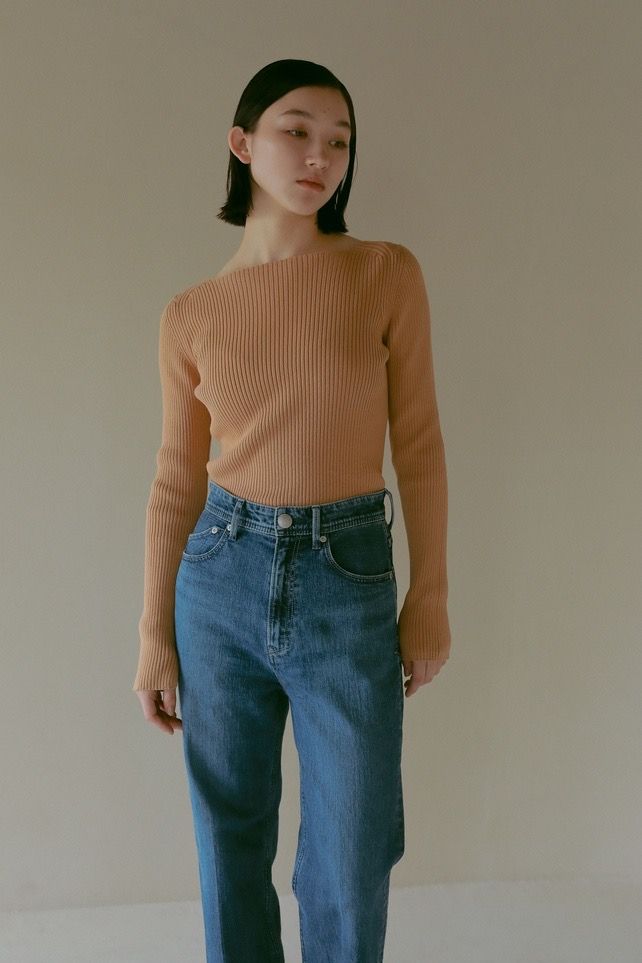 【YANUK × CASA FLINE】CENTER PRESS STRAIGNT DENIM / センタープレスストレートデニム (ブルー) 美脚 / オーガニックコットン / 体型カバー