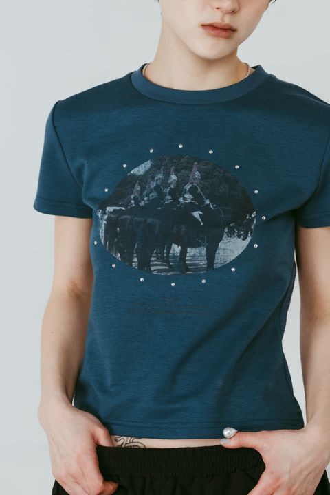 スタッズコンパクトTシャツ (ブルー) studded compact tee (Blue) /  26SS