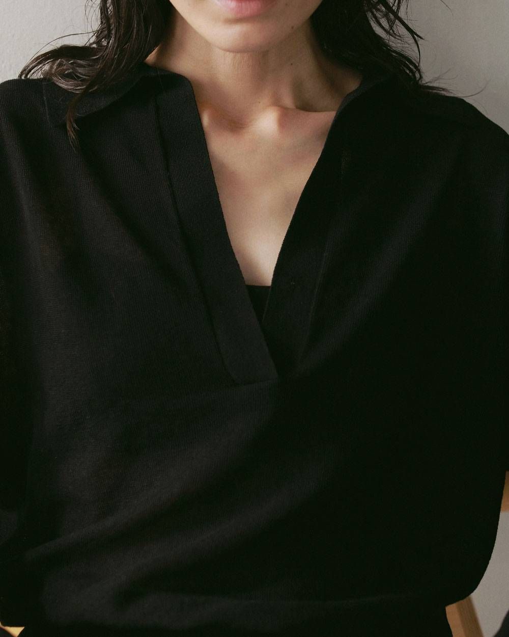 シアースキッパーニット (ブラック) Sheer Skipper Knit (Black) / 27SS