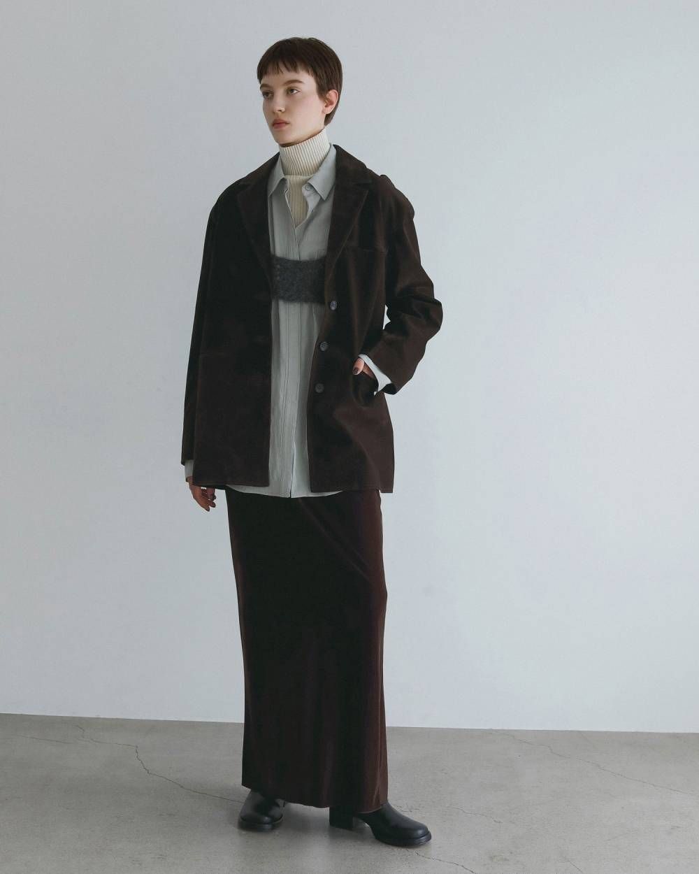 べロアペンシルスカート (ブラウン) Velour Pencil SK (Brown) / 26AW 【6月29日まで期間限定予約】