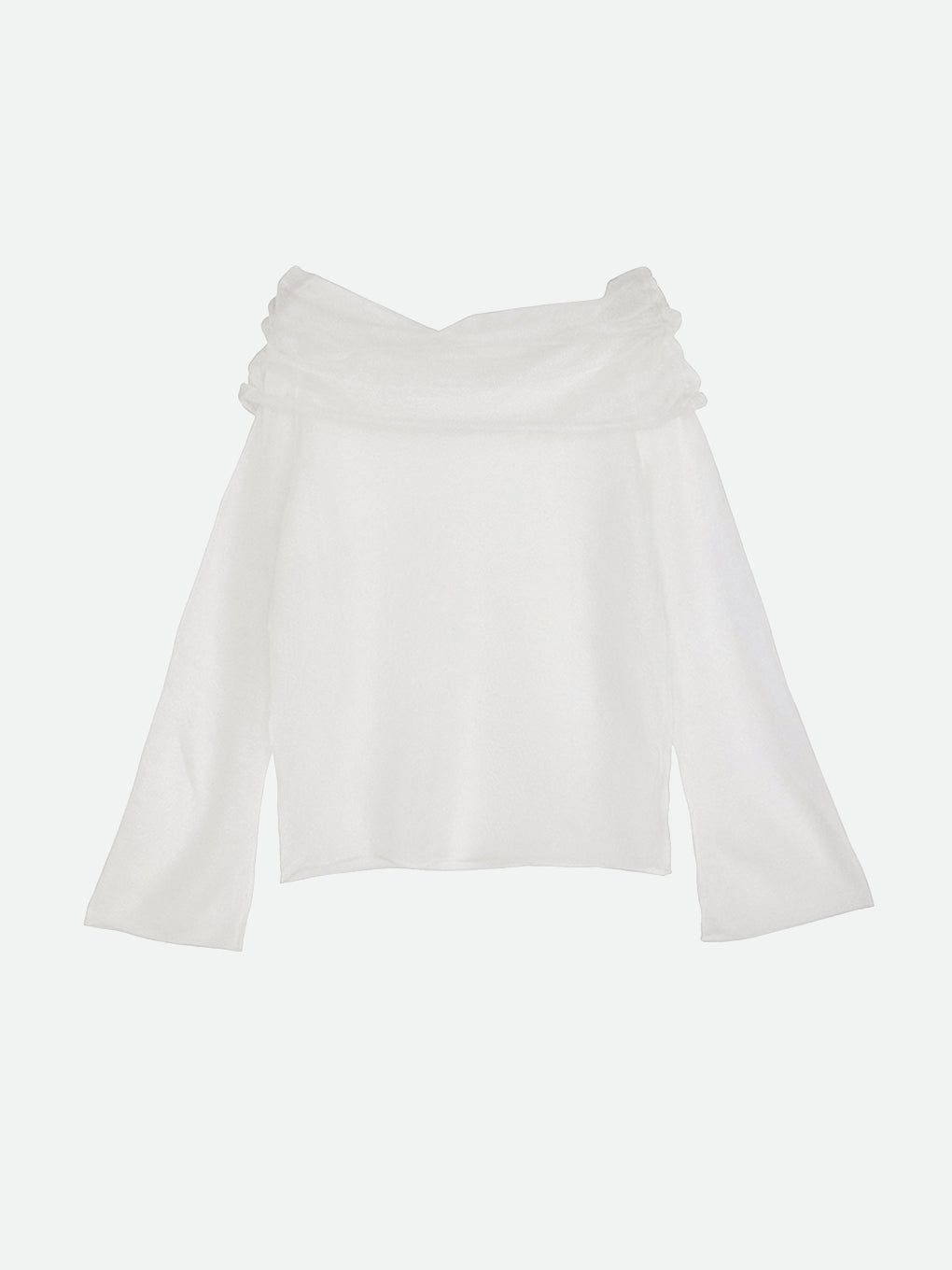 SHEER OFF SHOULDER KNIT / シアー オフショルダーニット (ミルク)
