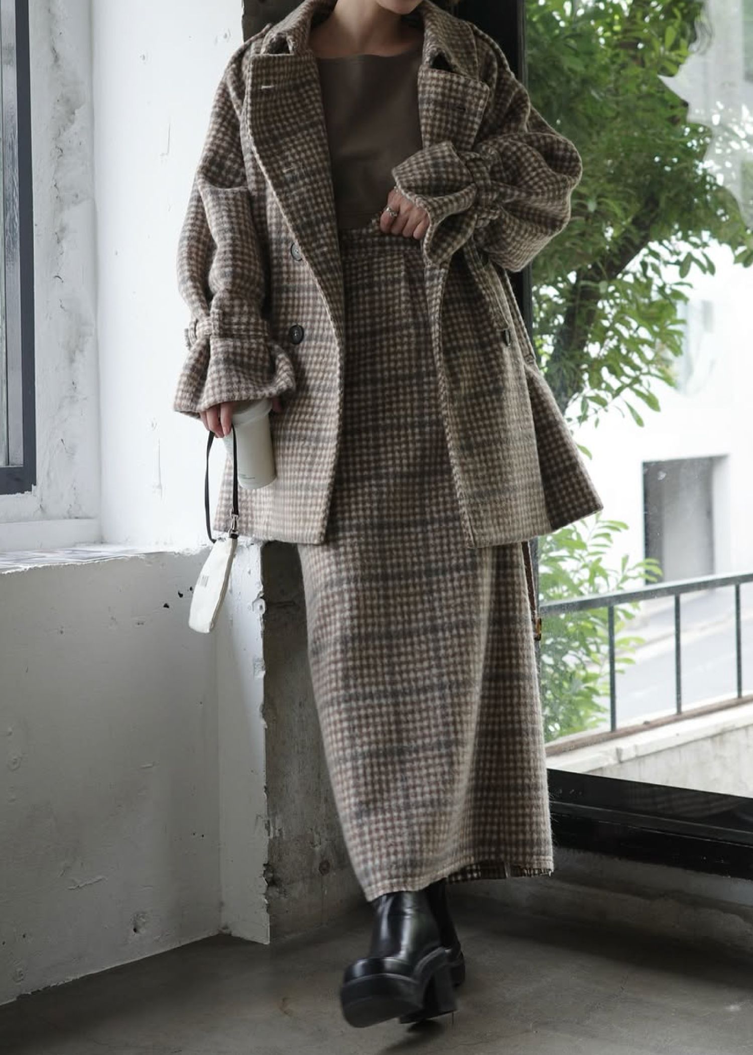 waist frill shaggy pencil SK / ウエストフリル シャギーペンシルスカート (キャメル) / 25AW /