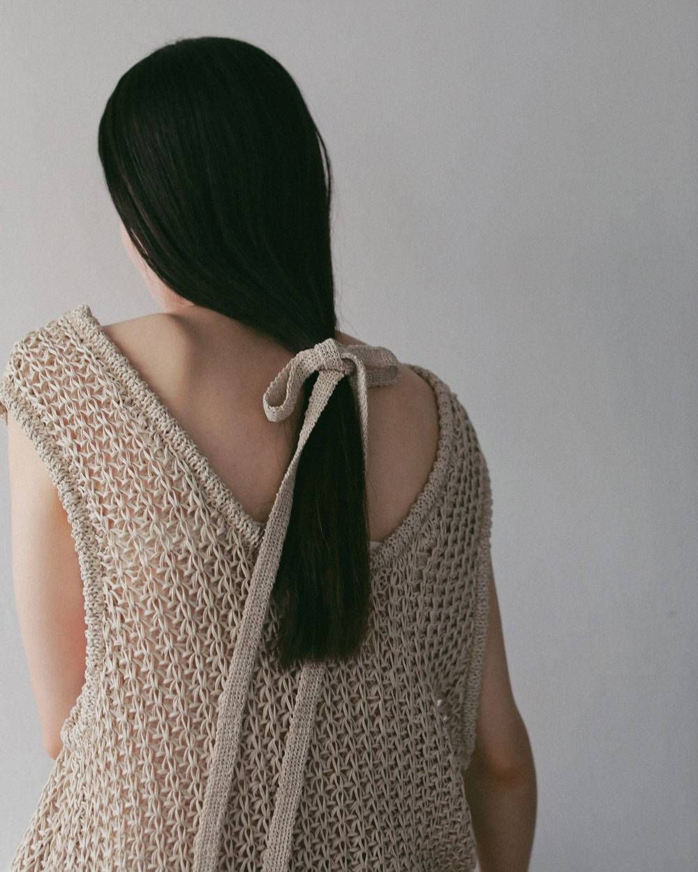 ペーパーヤーン ニットベスト (ベージュ) Paperyarn Knit Vest (Beige) / 27SS