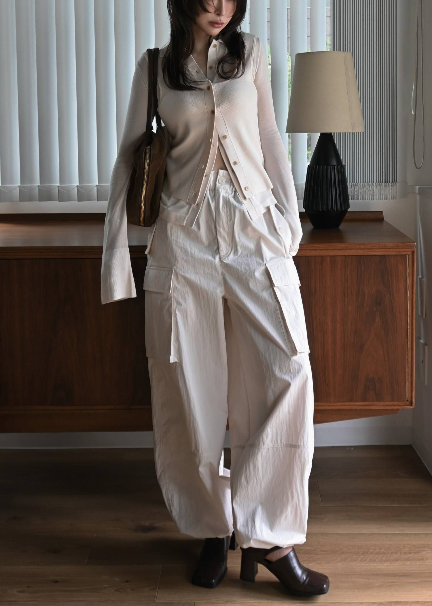 ニットシャツ&タンクトップ (パウダーピンク) shirt collar & tank knit ensemble (Powder pink) /  26SS