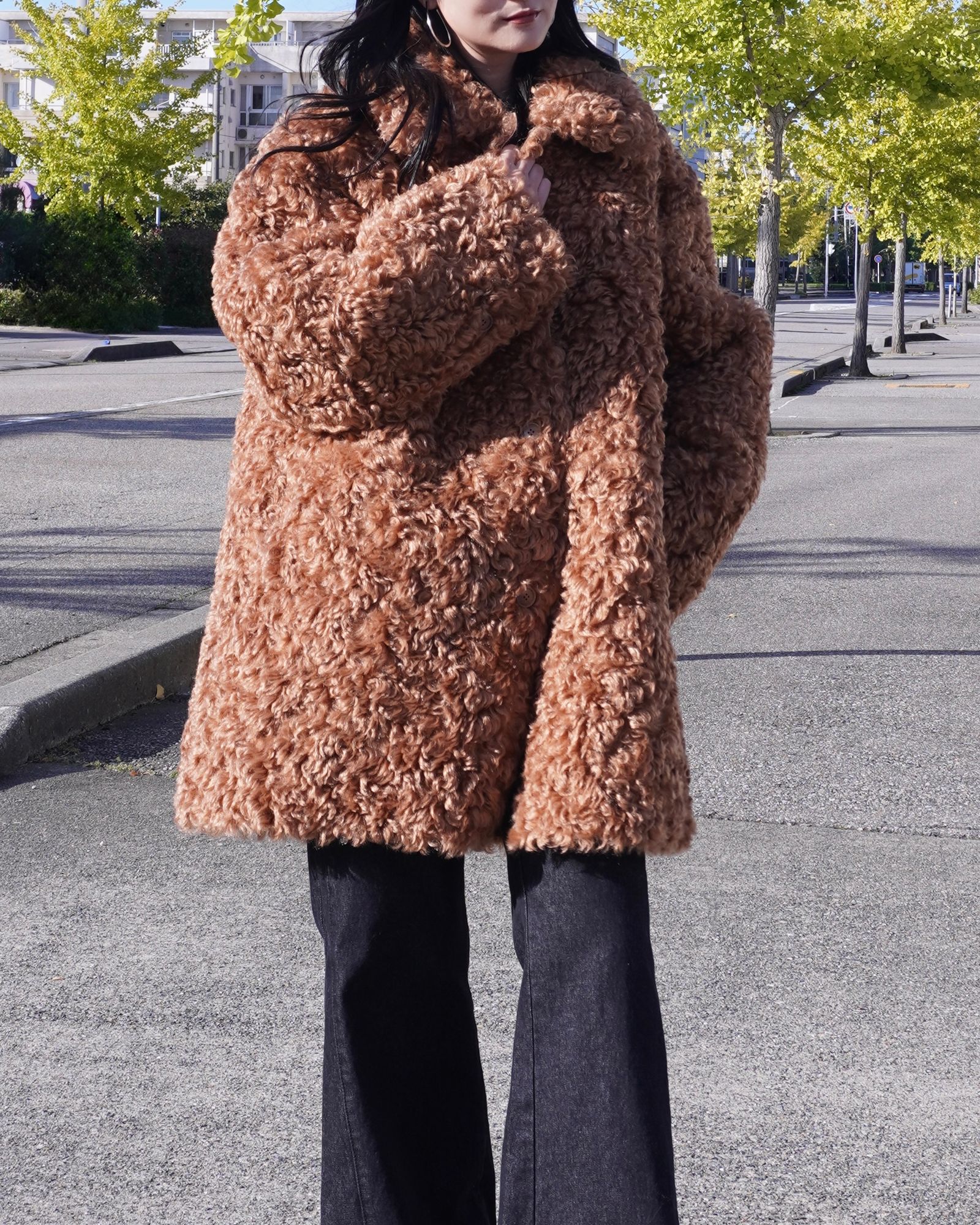 【25AW】Vintage Like Fake Mouton Reversible Coat (テラコッタ) / ヴィンテージライクムートン リバーシブルファーコート / エコファー / フェイクファー