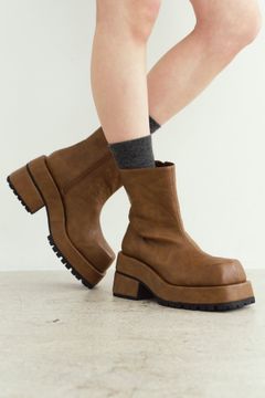 ボリューム スクエアブーツ (ブラウン) volume square boots (Brown) / 26AW