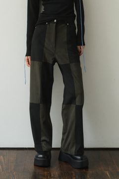 block check suede pants / ブロックチェックスエードパンツ (ブラック)  Knuth Marf