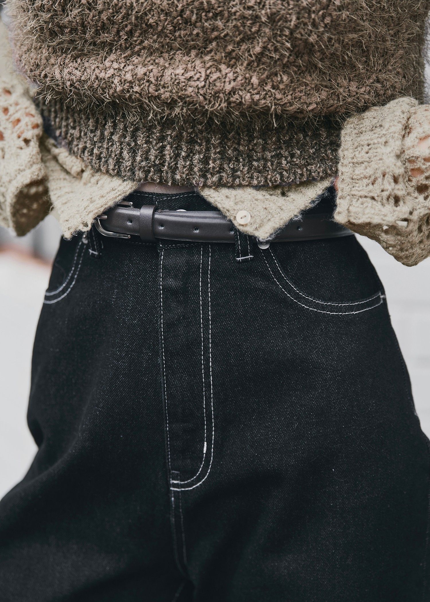 elastic waist more high denim PT / ウエストハイカットデニムパンツ (ブラック) / 25AW /