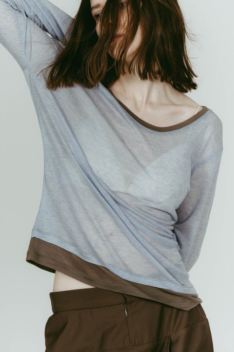 round neck layered top (Blue) / ラウンドネックレイヤードトップス (ブルー) / 26SS