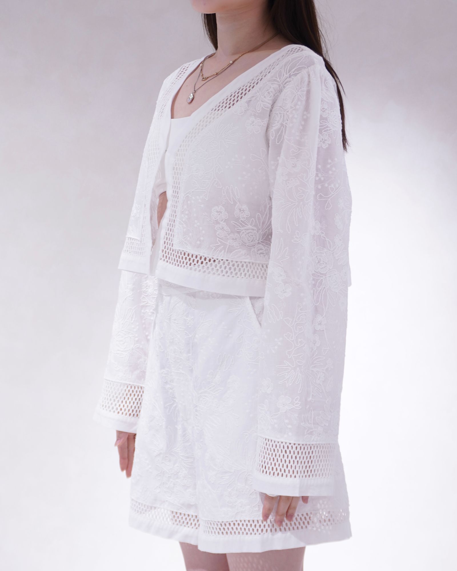 レースボレロ  (ホワイト) trimming lace cropped bolero BL (White) /  26SS