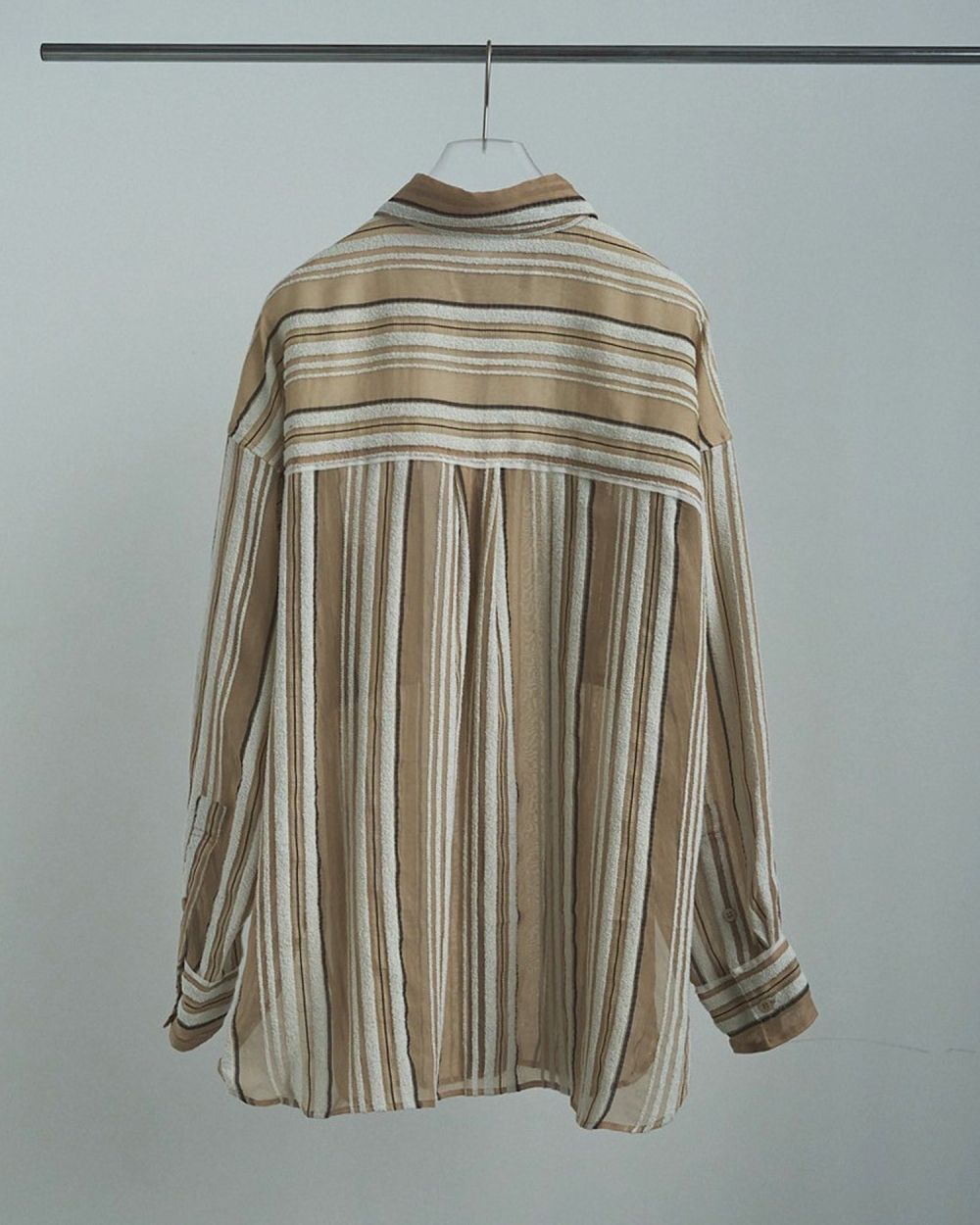 Sheer Stripe Shirts / シアーストライプシャツ (ベージュ)