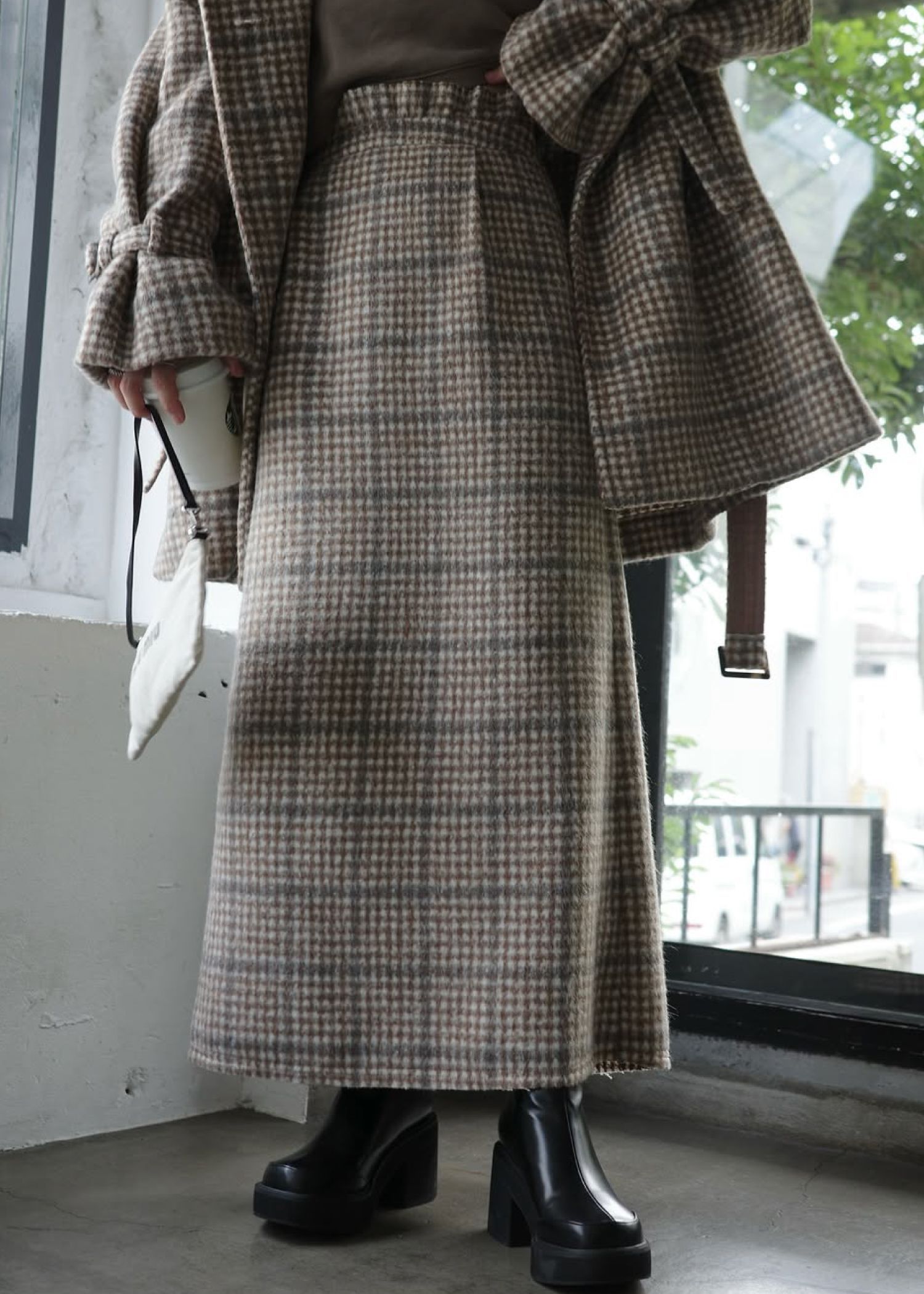 waist frill shaggy pencil SK / ウエストフリル シャギーペンシルスカート (キャメル) / 25AW /