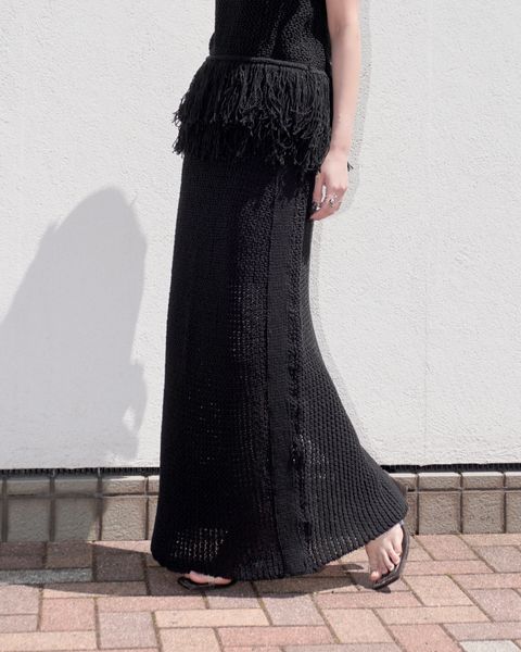クロシェニットスカート (ブラック) Crochet Knit Skirt (Black) / 26SS