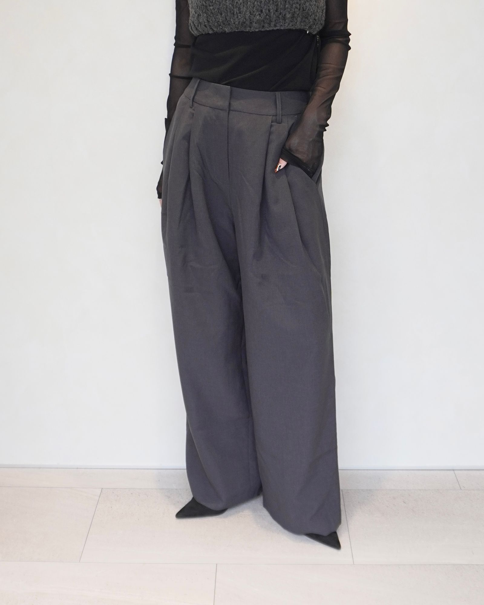 【25AW】Heather Stretch Pants / ヘザー ストレッチパンツ (チャコールグレー)
