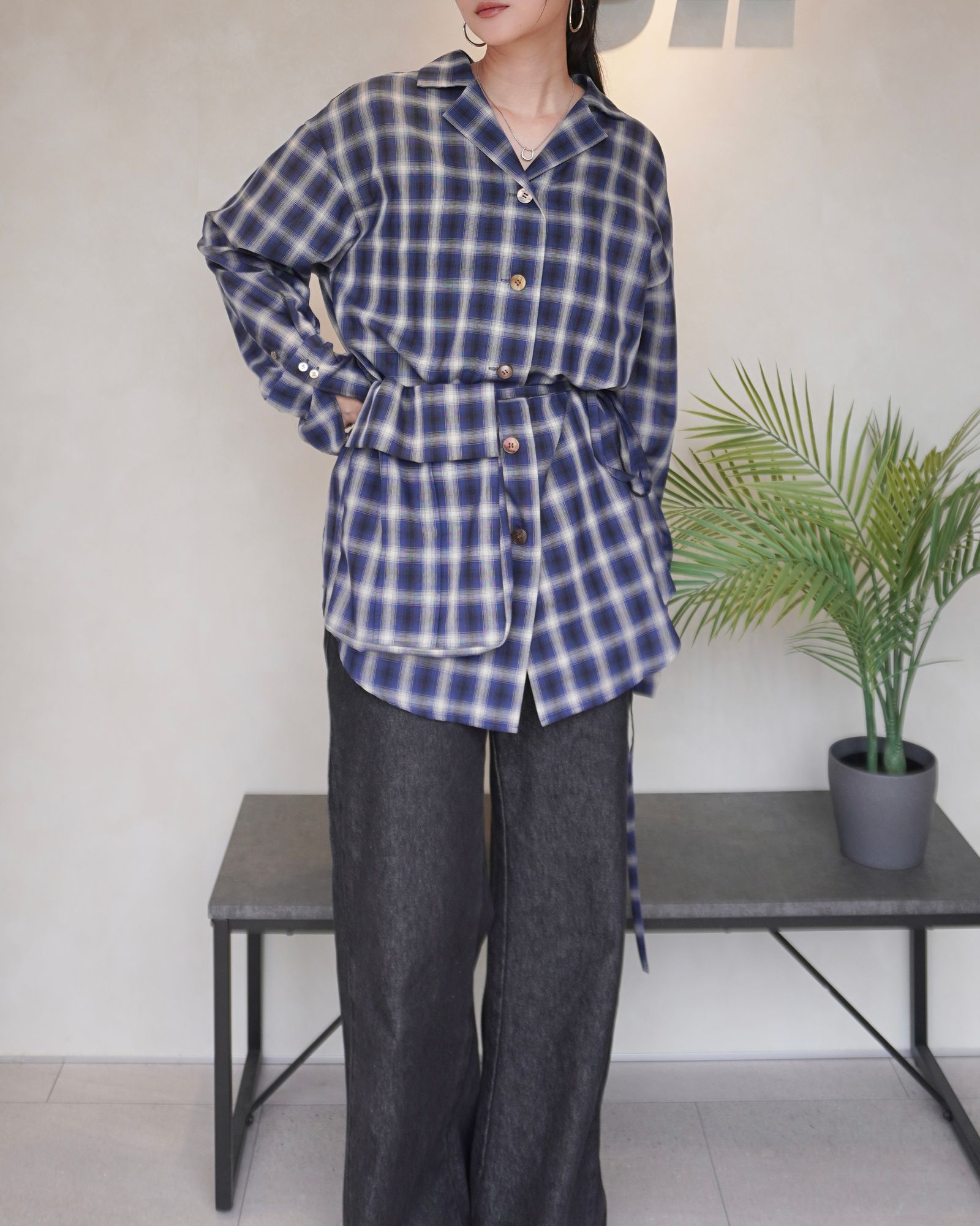 【25AW】SHEER CHECK SHIRT JACKET / シアーチェックシャツ (ブルー)