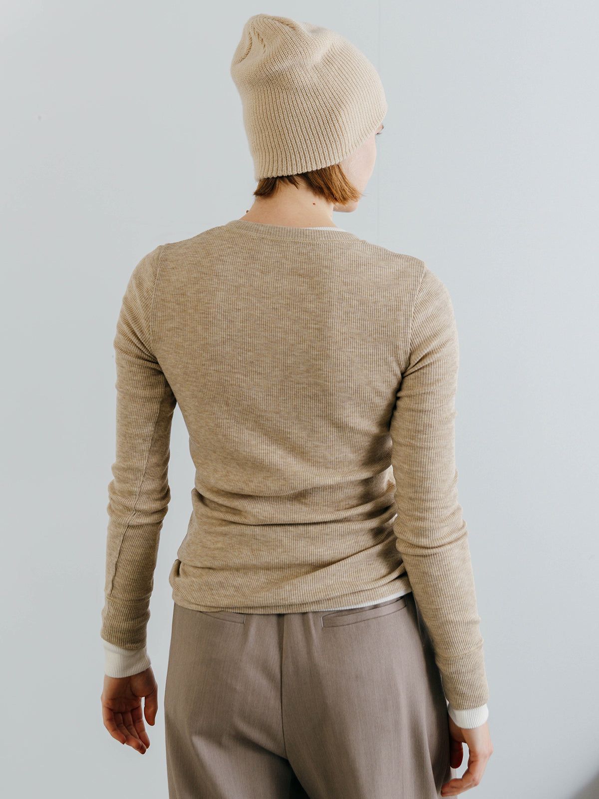 HENLY NECK LONG SLEEVE TEE (Beige) / ヘンリーネック ロンT (ベージュ) / 26SS