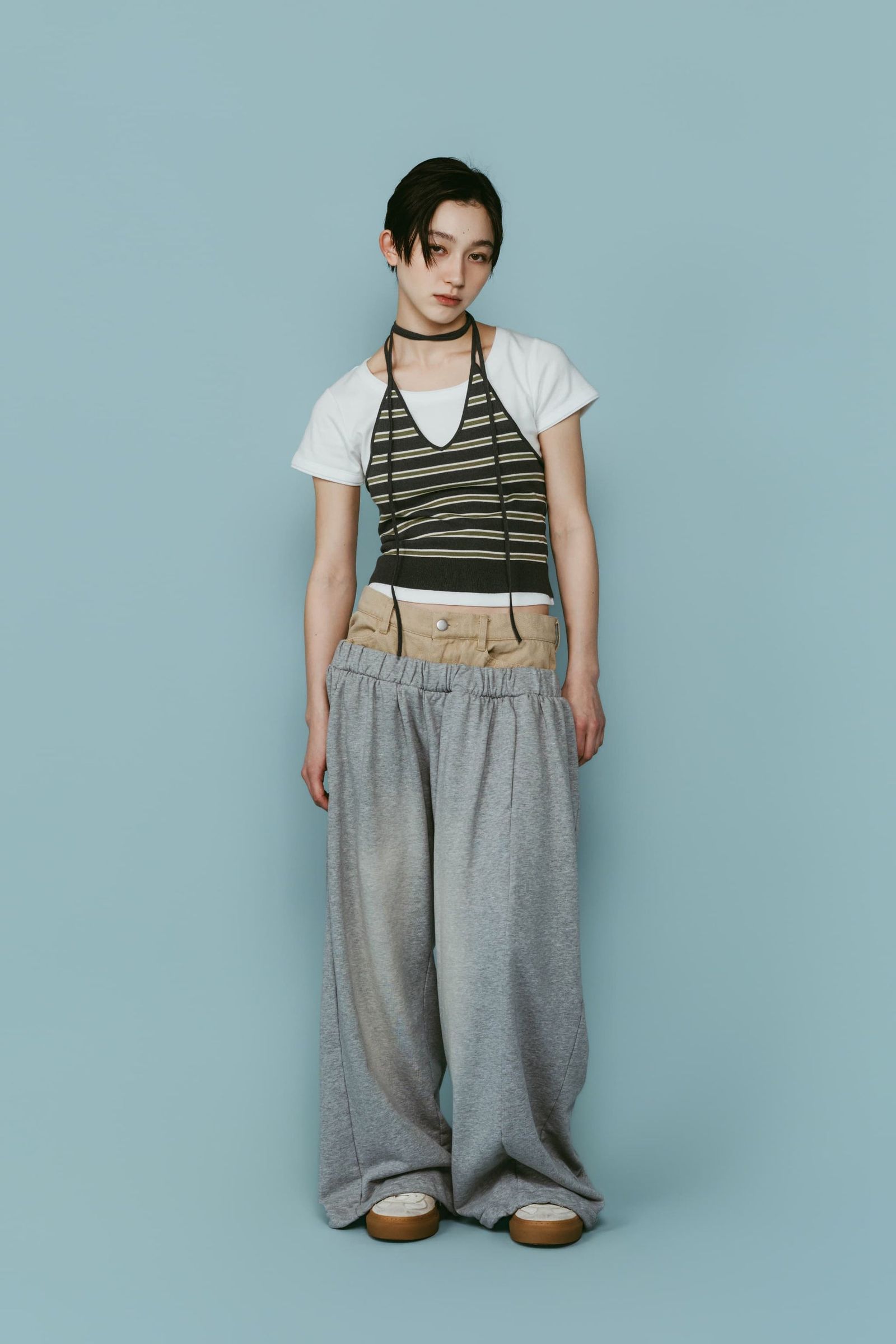 ニット ホルタービスチェ (グリーン) knit halter bustier (Green) /  26SS