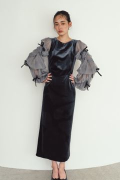 ドレープ チュールドレス (ブルーグレー) draped tulle dress (Bluegray) / 26AW