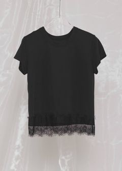 レース コンパクトTシャツ (ブラック) hem scallop lace compact T-Shirt (Black) /  26SS