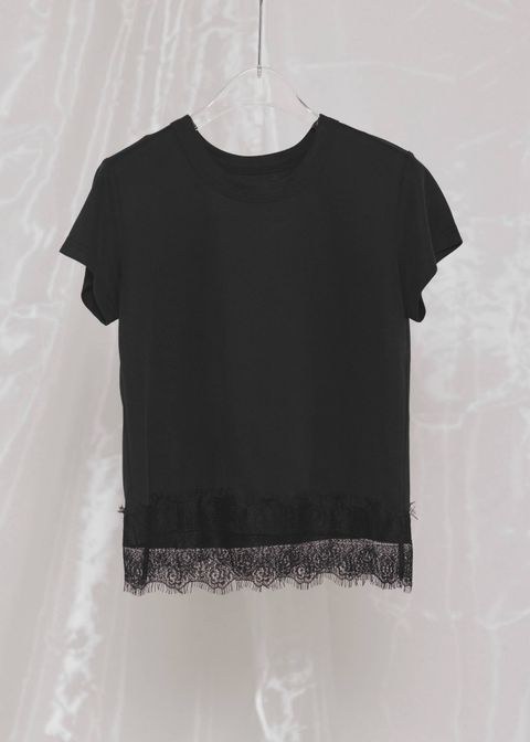 レース コンパクトTシャツ (ブラック) hem scallop lace compact T-Shirt (Black) /  26SS