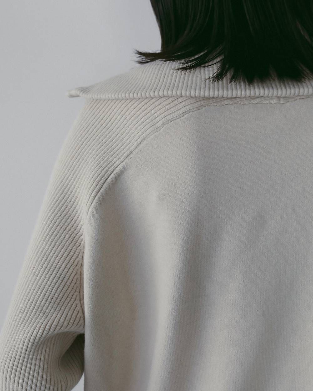 Zip Rib Knit / ジップリブニット (Ivory) / 26SS
