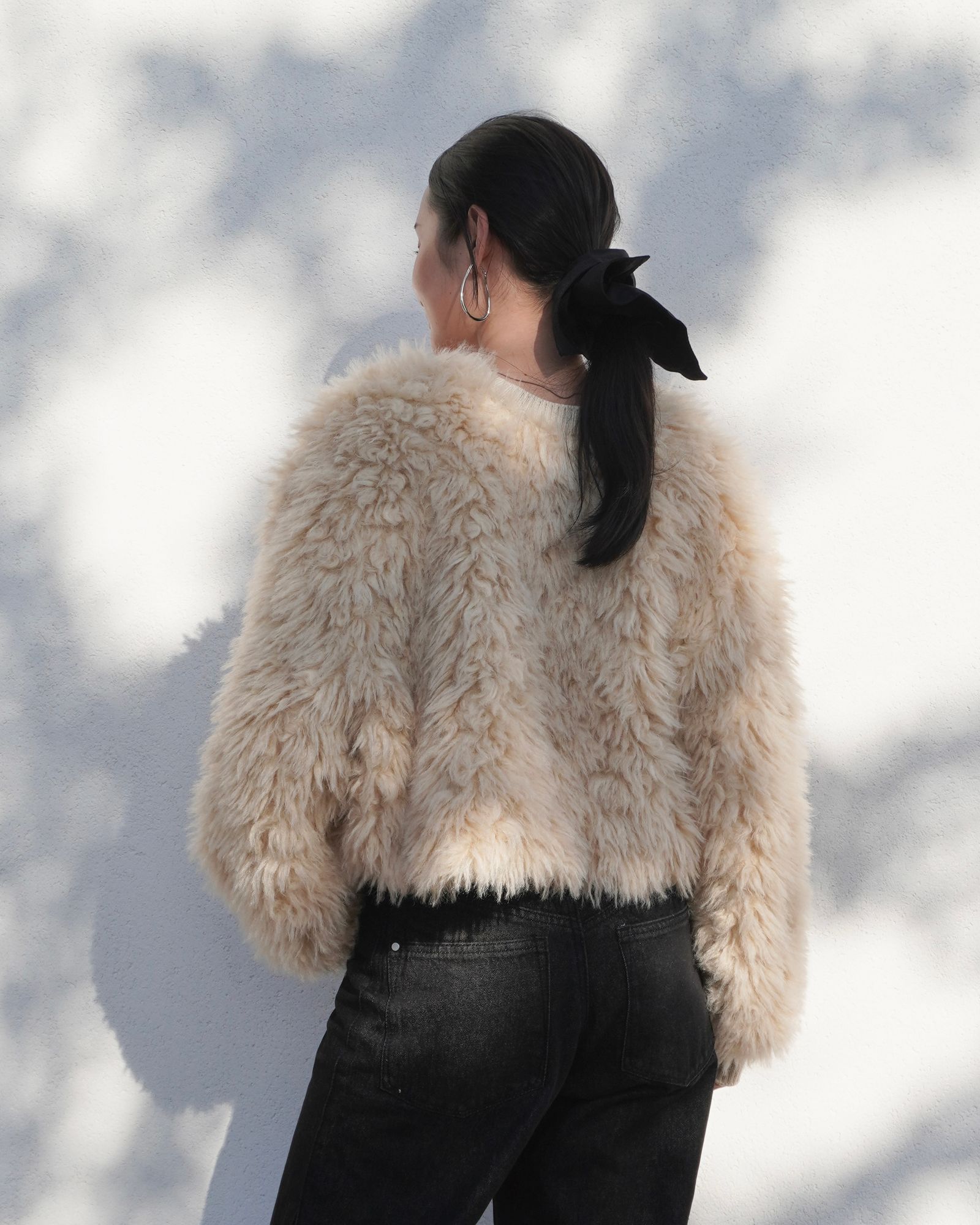 【25AW】2Way Fur×Knit Tops (クリーム) / 2ウェイファー×ニットトップス / エコファー / フェイクファー