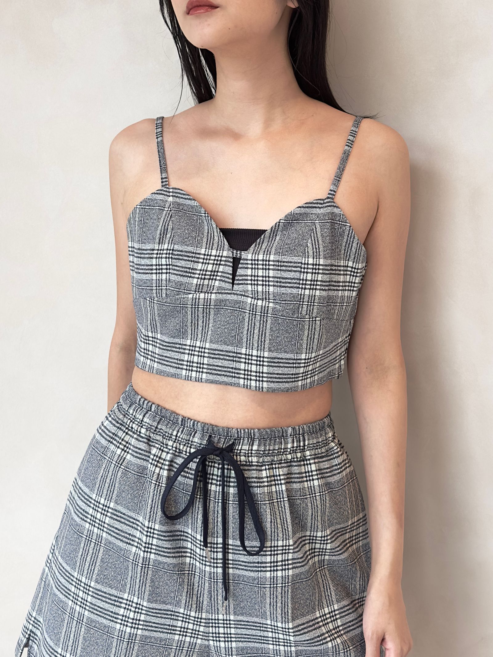 CHECK BRA BUSTIER (GRAY) / チェックブラビスチェ グレー