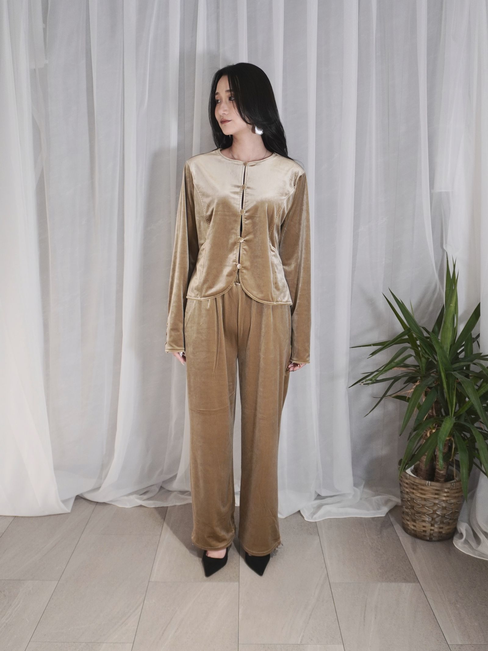 【25AW】HILTON VELOUR PANTS / ヒルトンベロアパンツ (ベージュ)