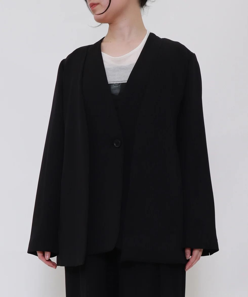 2WAY肩掛けノーカラージャケット (ブラック) Collarless Jacket (Black) /  26AW