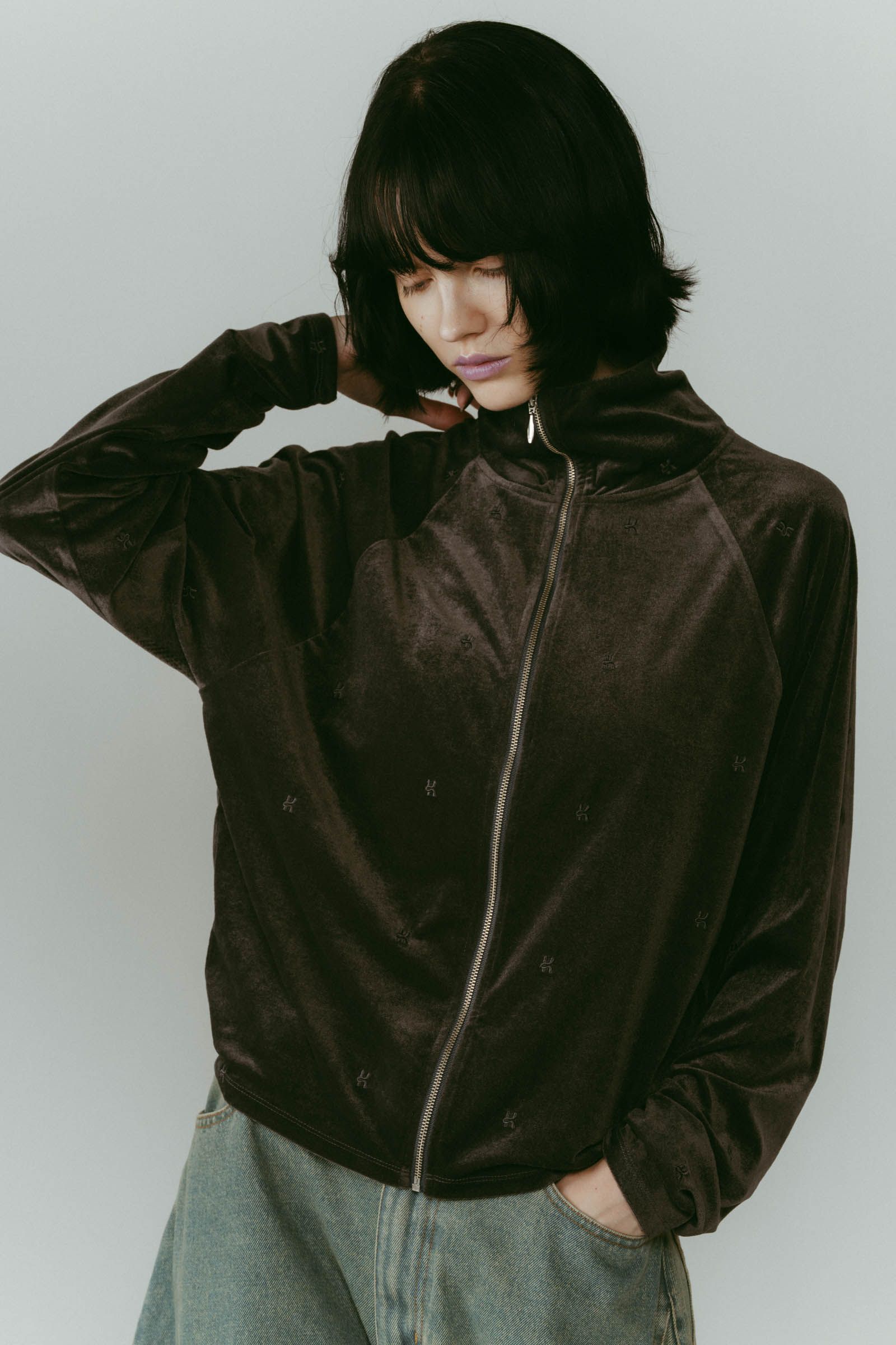 velours track jacket / ベロアトラックジャケット (グレー) / 25AW