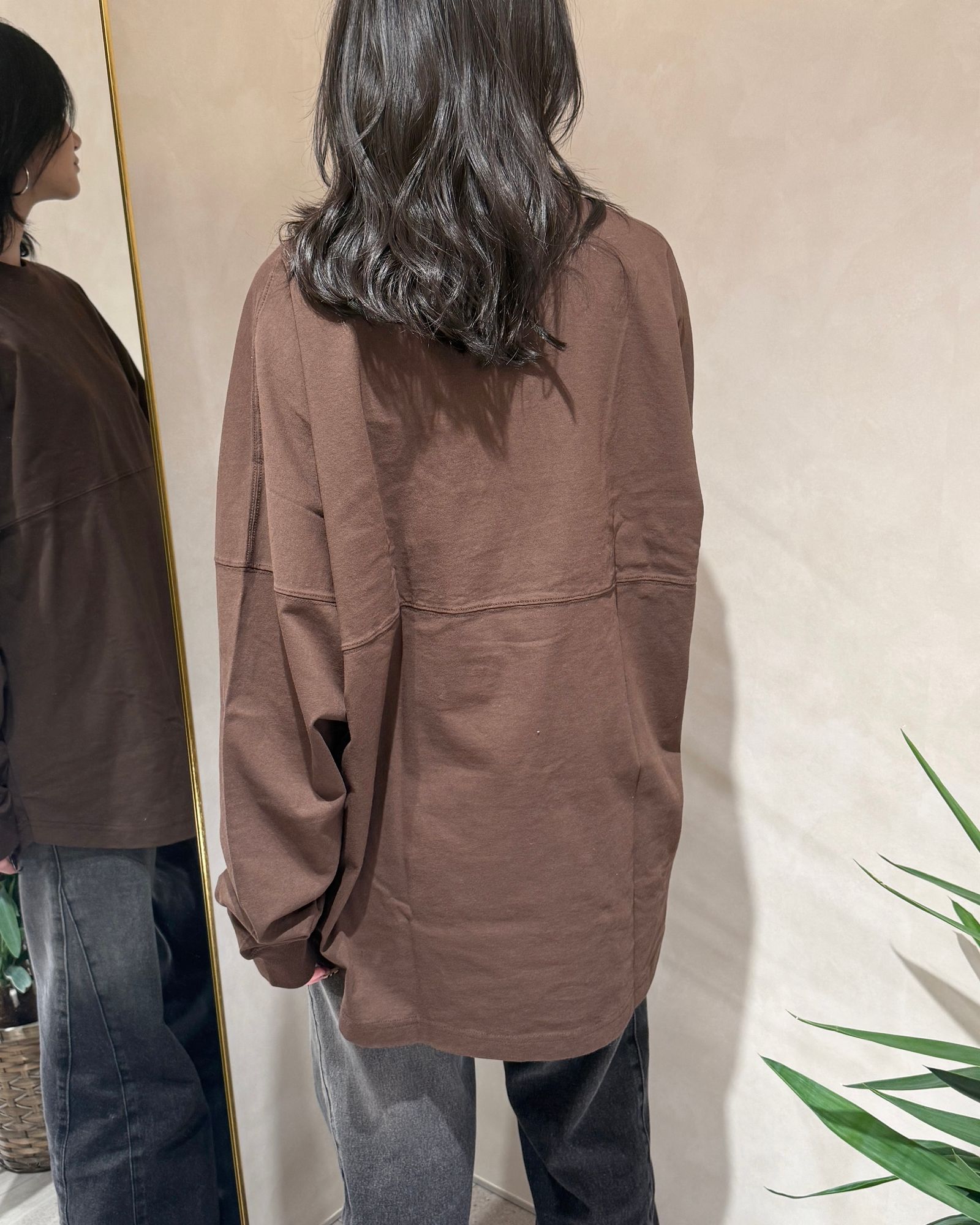 Pattern Big Long T-shirts / パターン ビッグ ロングスリーブTシャツ (ブラウン)